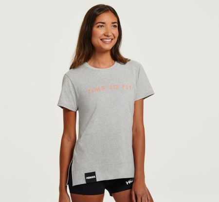 Hoka One One Brand Tee - Top Dama Gri | RO-Zg5kY2L